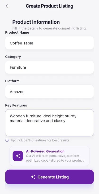 Listoria AI screenshot 2